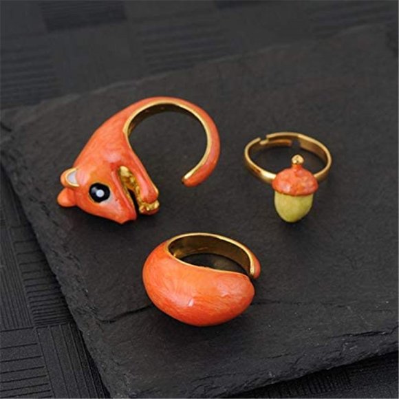 Jewelry - 🦌 3-Piece Adjustable Deer & Antler Stacking Rings Set ✨ Cute Gift